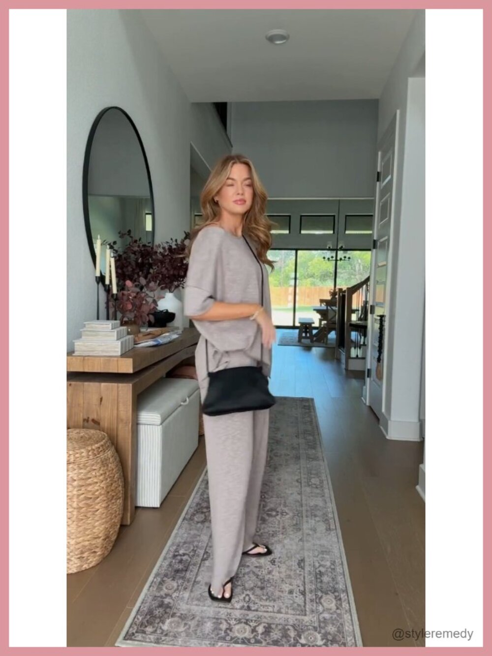 2 Piece Lounge Set Knit Tracksuit Wide Leg Pants Short Sleeve - Picture 6 of 6